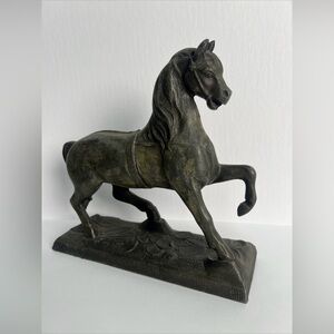 Vtg. Antique Metal Horse Sculpture Statue prancing horse door stop clock topper